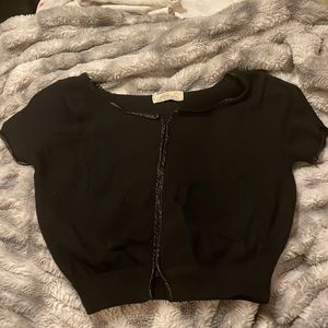 Vintage Dalton Black Virgin Cashmere Crop top